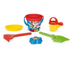 WADER 81137 Eimergarnitur Paw Patrol mit Eimer, Sieb, Wasserkanne, Schaufel, Rechen und Sandform, 6 teilig