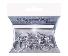 Amscan 12 Deko Verlobungsringe, Silber