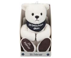Depesche 8139.051 - Schutzengel Bär aus Plüsch, ca. 9 cm, mit Datum 20. Februar, Geschenk für Geburtstag, Jahrestag oder Hochzeitstag