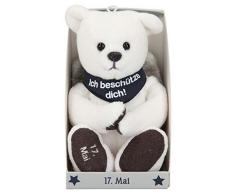 Depesche 8139.138 - Schutzengel Bär aus Plüsch, ca. 9 cm, mit Datum 17. Mai, Geschenk für Geburtstag, Jahrestag oder Hochzeitstag