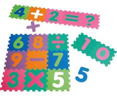 Playshoes 308745 - Puzzlematte für Babys und Kinder, Zahlen mit Rechenzeichen, Spielmatte Spielteppich, Schaumstoffmatte 16-teilig