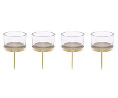 Glorex 6 7021 002 - Kerzenhalter gold, mit Teelichtglas, 4 Stück, ca. 4 x 9 cm groß, zur Gestaltung von Gestecken und Kränzen