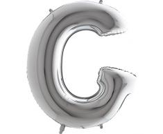 Ballon Buchstabe G in Silber - XXL Riesenbuchstabe 100cm - für Geburtstag Jubiläum & Co - Party Geschenk Dekoration Folienballon Luftballon Namen Wörter (Buchstabe G)