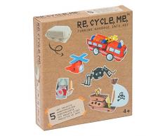 Re Cycle Me DEFG1020 Recycling Bastelspaß für 5 Modelle, Bastelset für 5 Kunstprojekte, Kreativset für Kinder ab 4 Jahre, Set zum Basteln mit Haushaltsmaterialien, Recycle Mich, Bastelmix