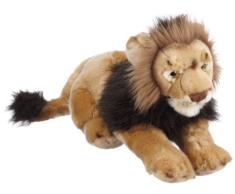 Bauer Spielwaren Blickfänger Jaquard Löwe liegend Plüschtier: Naturgetreues Kuscheltier, extraweich, ideal auch als Geschenk, 46 cm, beige-schwarz (14107)