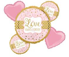 amscan 3445601 Folienballon Set Love Always & Forever, Gold, 0-999 Years
