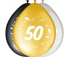 8 Luftballon 50. Geburtstag Gold, Silber, schwarz