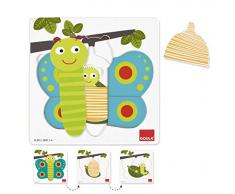 Jumbo Spiele Goula D53121 - Holzpuzzle 3 Stufen Schmetterling, 8-teilig