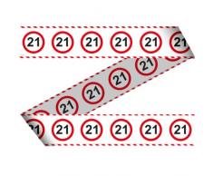 Folat 28421 Party Absperrband Verkehrsschild-15 m-Zahl: 21, rot/weiß