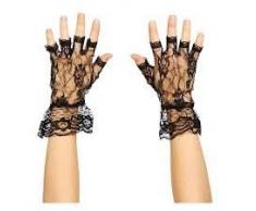 Gifts 4 All Occasions Limited SHATCHI-1400 Damen Fingerlose Spitzen-Handschuhe für Kostüm, Party, Hochzeit, Halloween, Schwarz