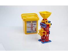 Plasticant Mobilo 260 Flow Basis-Set, 48 Teile im Eimer inkl. Bauanleitung, 2 Schaufelräder, 1 Trichter mit Schieber 260-Flow, rot, gelb, blau