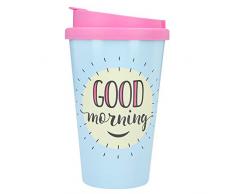 Depesche 2180.018 to-Go Becher aus Kunststoff mit Spruch, 350 ml, Good Morning, Mehrfarbig