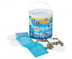 Hama 7701 20,000 Beads & Pegboards in Bucket Bügelperlen Midi, Eimer mit ca. 20000 Perlen, Stiftplatten, Bead Tac Haftfolie und Zubehör, bunt, Einheitsgröße