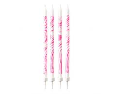 amscan 9904358 12 Geburtstagskerzen Marmour, Weiß/Pink