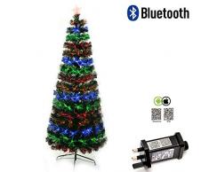 Shatchi 6055-FIBRE-OPTIC-BLUETOOTH-TREE-121,9 m Smart App Bluetooth Firework LED Glasfaser Weihnachtsbaum 8 Modi/Timer/Lichter BRGHTNESS Control Xmas Decorations 120 cm grün