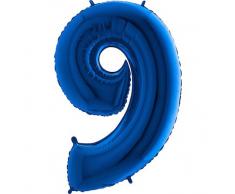Trendario Folienballon Zahl 9 (Blau) - XXL Riesenzahl 100cm Ballon - Helium Luftballons für Geburtstag, Partydeko, Hochzeit (Zahl 0, Silber)