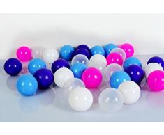 koenig-tom 100 Stück Bälle 6cm (Tüv geprüft und Zertifiziert 2019) Bällchenbad, Bällebad Bälle, Baby Bälle, Plastebälle ohne gefährliche Weichmacher, Girl Mix, Kindergarten & Gewerbequalität
