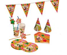 TIB 27730 - Party-Set Wendy, 11 Teilig, 2 x 6 Trinkhalme, 1 x 1 Wimpelgirlande, 2 x 10 Pappbecher, 2 x 10 Pappteller, 2 x 20 Servietten, 2 x 6 Geschenkebeutel