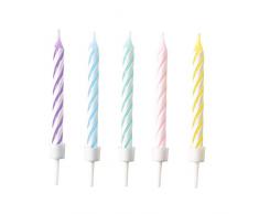 amscan 9904360 10 Geburtstagskerzen Pastel, Pastellgrün, gelb, blau, Rosa & Flieder