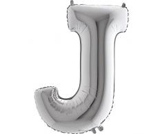 Ballon Buchstabe J in Silber - XXL Riesenbuchstabe 100cm - für Geburtstag Jubiläum & Co - Party Geschenk Dekoration Folienballon Luftballon Namen Wörter (Buchstabe J)