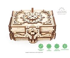 UGEARS Antik-Schatulle 3D Modellbausatz Holztruhe - 3D Holzbausatz Schatzkiste - 3D Puzzle Erwachsene Box - Original Schmuckkästchen Mechanische Modell für Jugendliche und Erwachsene - Schmuckbox