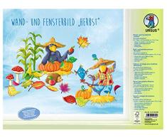 URSUS 21270099F Wand-und Fensterbild Herbst, 5 Stanzbögen beidseitig Bedruckt ca. 24,8 x 33 cm, inklusive Klebepads, Klebepunkte und Bastelanleitung, bunt