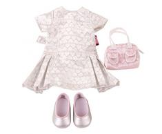 Götz 3402299 Kombination Glitter Glamour - Amelie - Puppenbekleidung Gr. XL - 4-teiliges Bekleidungs- und Zubehörset für Stehpuppen von 45 - 50 cm