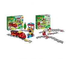 LEGO DUPLO Dampfeisenbahn 10874 Spielzeugeisenbahn + Eisenbahn Schienen (10882) Konstruktionsspielzeug