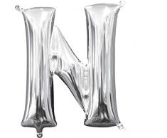 amscan 3303811 Folienballon Minishape Buchstabe N, Silber