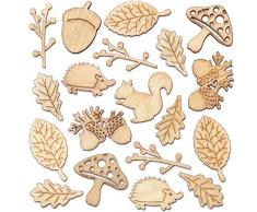 Baker Ross AR938 Herbstliche, kleine Holzformen für Kinder – kreatives Bastelset zum Basteln und Verzieren (45 Stück)