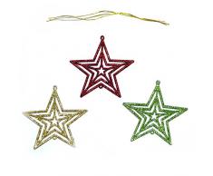 Gifts 4 All Occasions Limited SHATCHI-514 Glitzersterne, Weihnachtsbaum, Party, zum Aufhängen, Dekoration, mehrfarbig