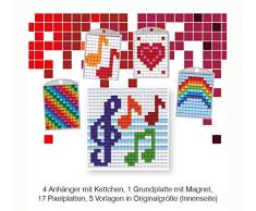 Pracht Creatives Hobby P90045-63501 - Pixel Spaß Bastelset 24, für 4 Medaillons, Schlüsselanhänger, für Kinder, Jungen und Mädchen, ideal als kleines Geschenk, Mitgebsel, für den Kindergeburtstag