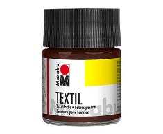 Marabu 17160005045 - Marabu Textil Stoffmalfarbe Stoffdruckfarbe, Wasserbasis, für helle Stoffe, waschbeständig bis 60°C, weicher Griff, einfache Fixierung durch Bügeln o. Backofen, 50 ml, dunkelbraun