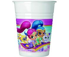 Procos 89944 Partybecher Shimmer & Shine Glitter Friends aus Plastik, 8 Stück, pink, blau, weiß