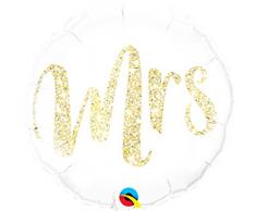 Unbekannt 1 Folienballon Just Married Mrs Glitter Gold weiß klein 46 cm ungefüllt Ballongas geeignet