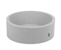 KiddyMoon Bällebad 90X30cm/KEINE Bälle Bällepool Ohne Bälle Für Babys Kinder Rund, Hellgrau: Grau/Weiß/Türkis