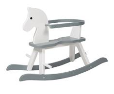 roba Schaukelpferd, Schaukeltier Massivholz, weiß, grau, Schaukelstuhl mitwachsend für Babys und Kleinkinder durch abnehmbaren Schutzring, ab 1 Jahr