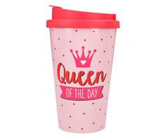 Depesche 2180.040 to-Go Becher aus Kunststoff mit Spruch, 350 ml, Queen of The Day, Mehrfarbig