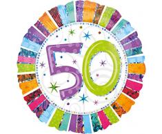 amscan 1607101 Folienballons zum 50. Geburtstag, S40, 1 Stück, multi, Ungefüllt