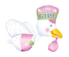 amscan 07026 01 Folienballon Storch It´s a Girl