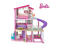 Barbie FHY73 - Traumvilla Dreamhouse Adventures Puppenhaus mit 3 Etagen, 8 Zimmer, Pool mit Rutsche und Zubehör, ca. 116 cm hoch, mit Lichter und Geräuschen, Spielzeug ab 3 Jahren