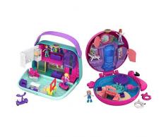 Polly Pocket GCJ86 World Einkaufszentrum Schatulle & Pocket FRY38 - World Flamingo Schwimmring Schatulle Puppen Spielset, zum Sammeln, Mädchen Spielzeug ab 4 Jahren