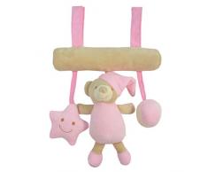 Kögler 20349 Plüschtier Greifling für Babys, Bär in rosa, süßes Motorikspielzeug zum Aufhängen, mit Rassel und Quietscheffekt, ca. 20 x 35 cm groß