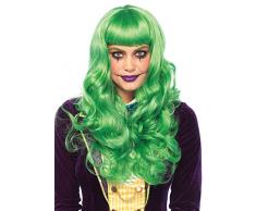 Leg Avenue A2766 - Lange gewellte Perücke, Damen Karneval Kostüm Fasching, Einheitsgröße, grün