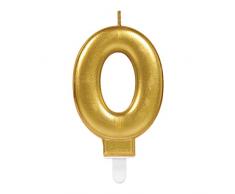 Amscan 9901772 Schimmernde Zahlenkerze, Zahl 0 in gold, 9,5 cm