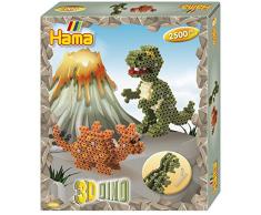 Hama 3250 Geschenkpackung 3D Dinos, Bügelperlen Midi, ca. 2500 Stück inklusive Stiftplatten und Zubehör