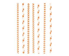 amscan – 9900255 – 24 Paper Trinkhalme Peel Dots und Chevron – Orange