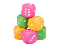 Relaxdays 10024997, bunt 6er-Pack Stoffwürfel, XXL Würfel aus Schaumstoff, Kinder Spielzeug, Set mit 6X Softwürfel, PU, weich