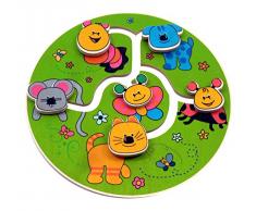 Hess Holzspielzeug 14800 - Motorikspiel Tiere aus Holz, ca. 21 x 21 cm