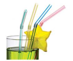 Susy Card 11144912 - Trinkhalme, transparent mit farbigen Streifen, flexibel, farbig, sortiert, 100 Stück